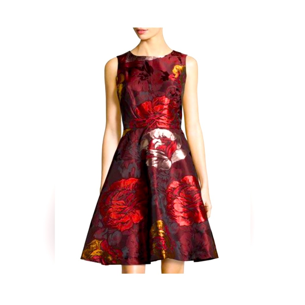 Elegant Floral Red Dress